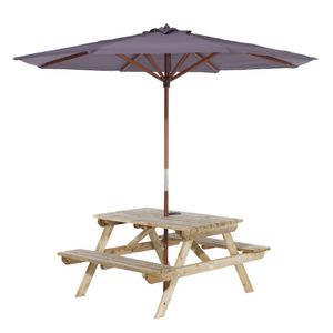 Rowlinson Picnic Table 6ft with Grey Parasol 2.7m - HP898 - 1