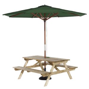 Rowlinson Picnic Table 5ft with Green Parasol 2.7m & Base 15kg - HP893 - 1