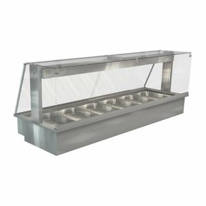 Cossiga Linear Series Drop-in Bain Marie 6x1/1GN w/Square Glass Assisted Service 2165mm - HT663 - 1
