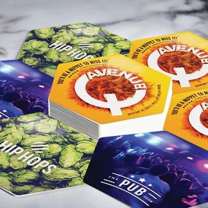 Custom Branded Hexagonal  Shaped Premium Beer Mat - 1