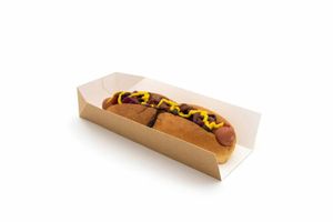 10" Kraft Compostable Hot Dog Tray (500 per case) - 1