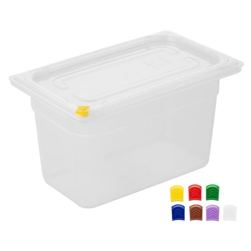 Hygiplas Click PP GN Container 1/4 with Lid & 7 Colour Clips 150mm 3.7Ltr (4 Pack) - FZ096 - 2