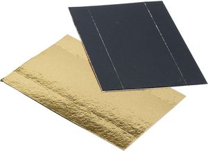 Packet Of 200 Rectangular Cake Wedge Cardboard Bases Gold Foil Top Side And Black Underside Foldable Edges 100x45x15 Mm - 930270 - 1