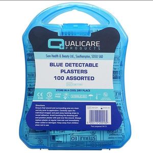Blue Detectable Plasters With Box - 100Pc Assorted - QF7080 - 1
