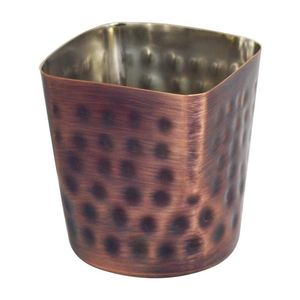 French Fry Cup - Ss - Square Mouth - Mirror Finish - Hammered - Antique Copper - FFSQ85H-AC - 1