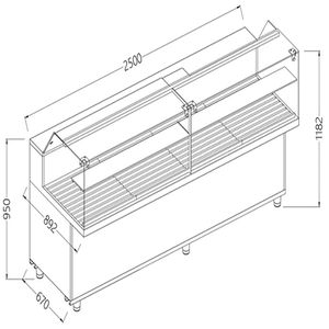 Diamond VPB25X Bread Snack Low Glass Display Counter, 2500mm - VPB25X - 1