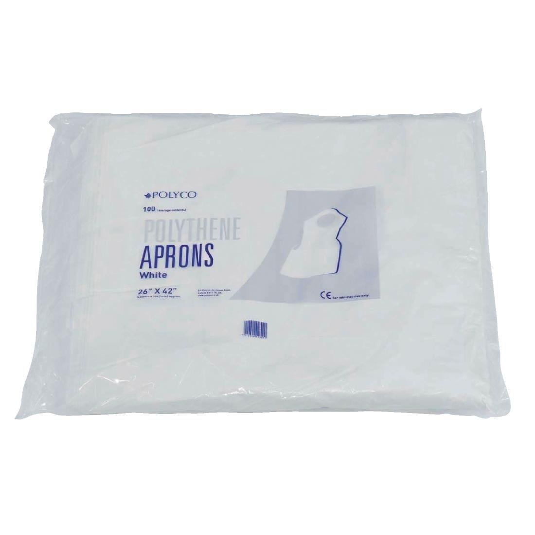 Disposable Polythene Aprons 8.5 Micron White (Pack of 100) - DW309  - 2