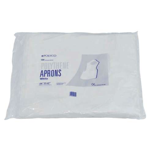 Disposable Polythene Aprons 8.5 Micron White (Pack of 100) - DW309  - 2