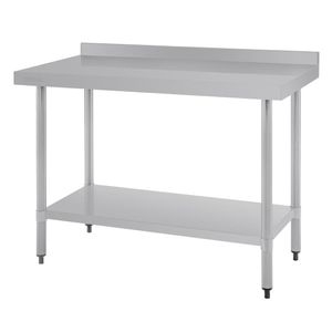 Vogue Stainless Steel Prep Table with Upstand 1200mm - T381  - 1