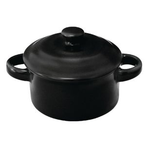 Olympia Mini Round Pots Black 142ml 5oz (Pack of 4) - DK820  - 1