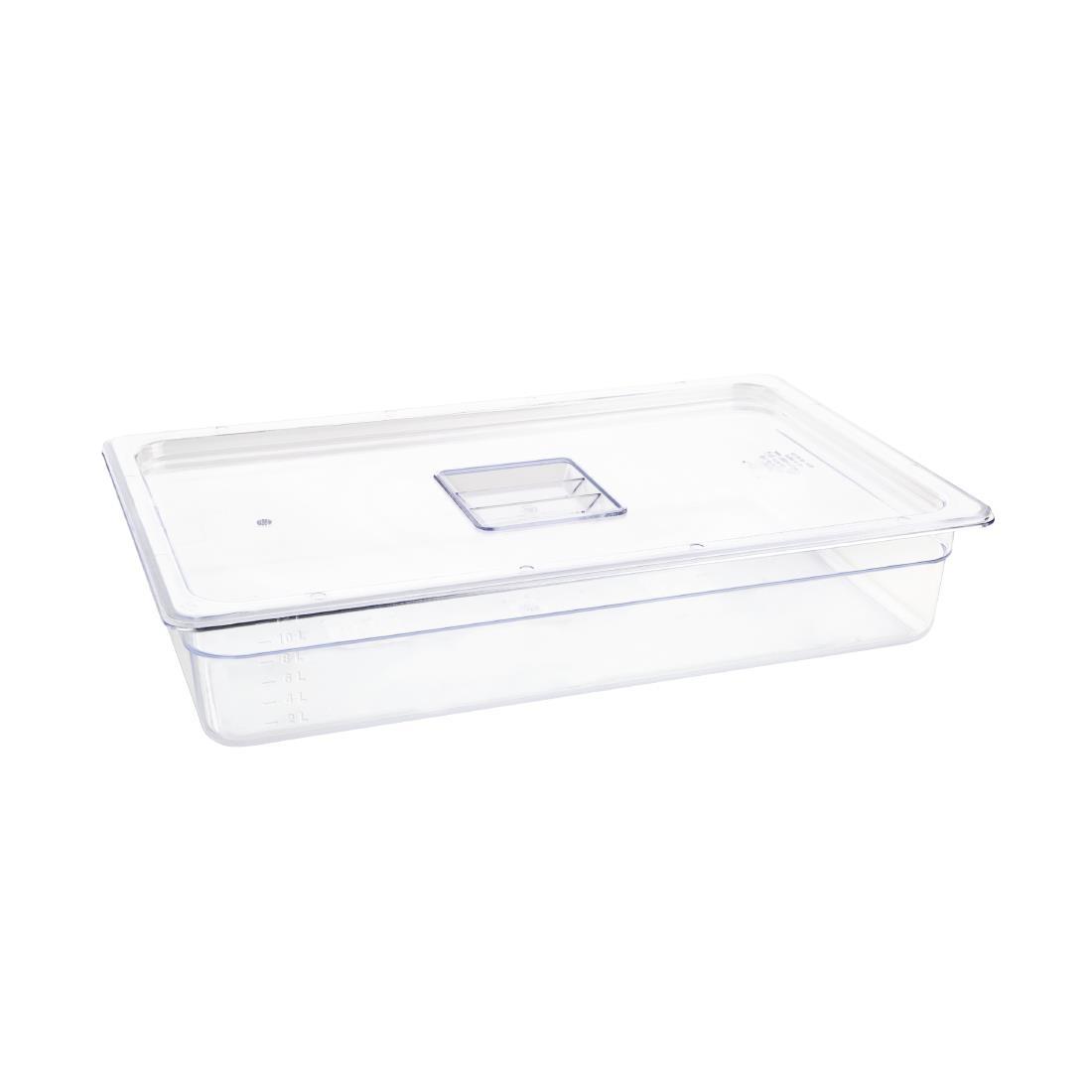 Vogue Polycarbonate 1/1 Gastronorm Container 100mm Clear - U225  - 2
