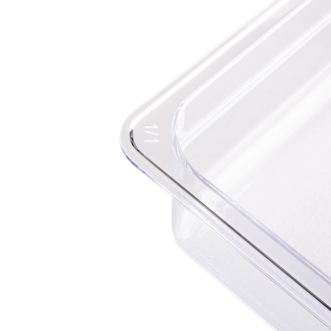 Vogue Polycarbonate 1/1 Gastronorm Container 100mm Clear - U225  - 4