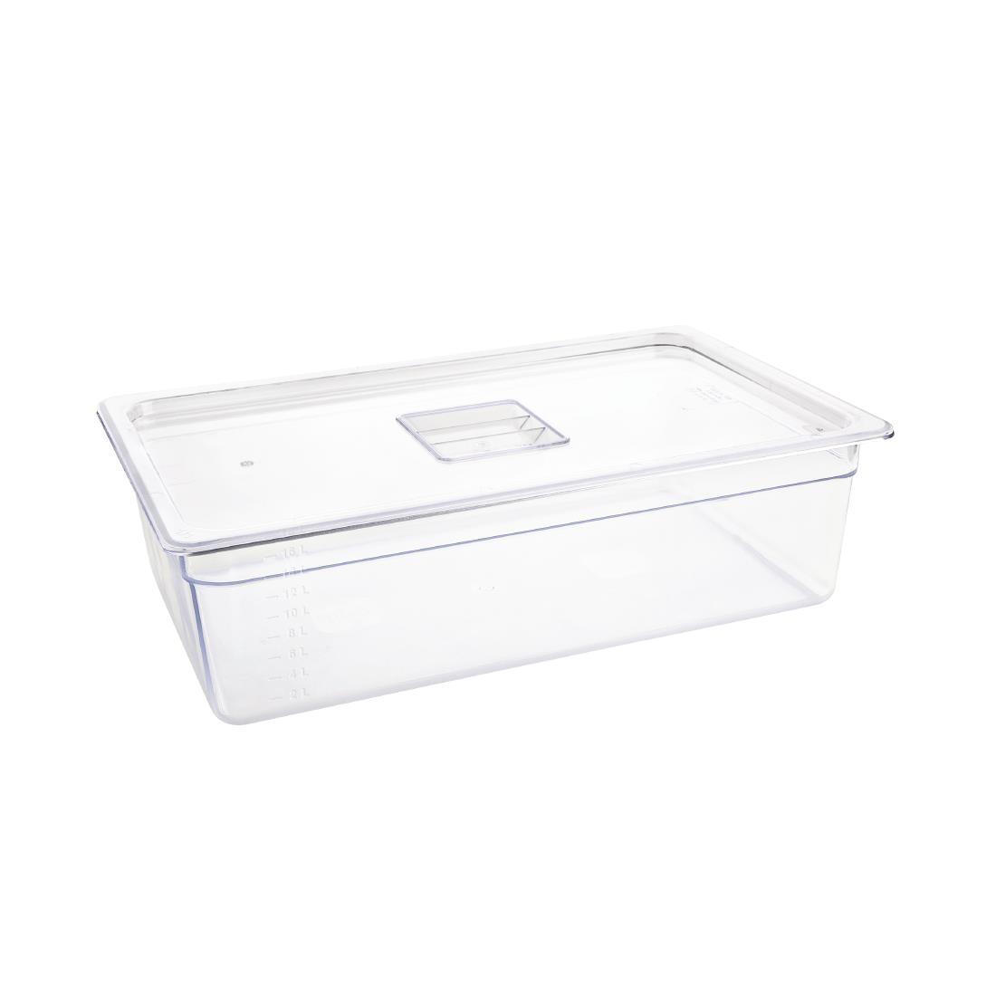 Vogue Polycarbonate 1/1 Gastronorm Container 150mm Clear - U226  - 2