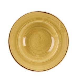 Churchill Stonecast Round Wide Rim Bowl Mustard Seed Yellow 240mm (Pack of 12) - DM469  - 1