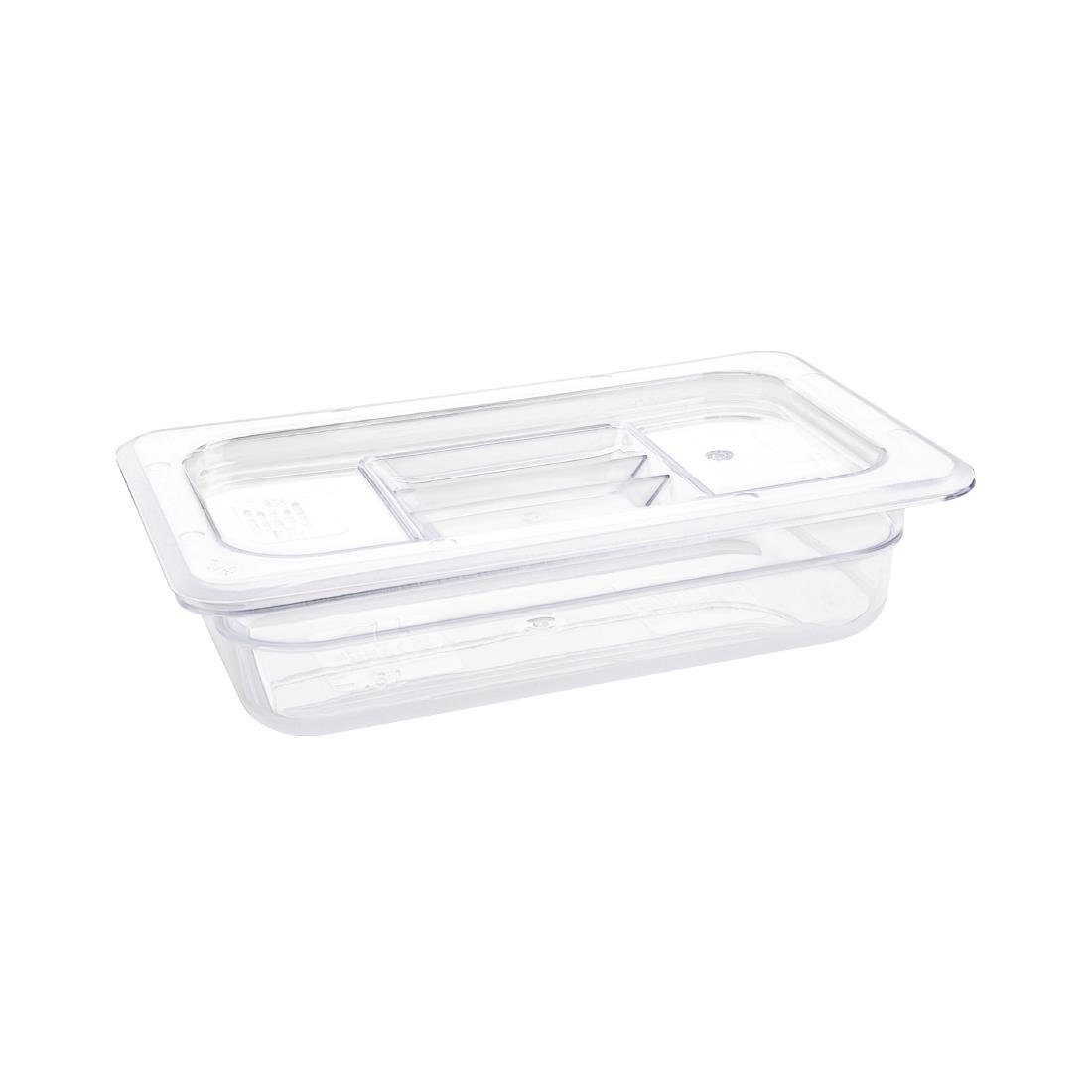 Vogue Polycarbonate 1/4 Gastronorm Container 65mm Clear - U236  - 2