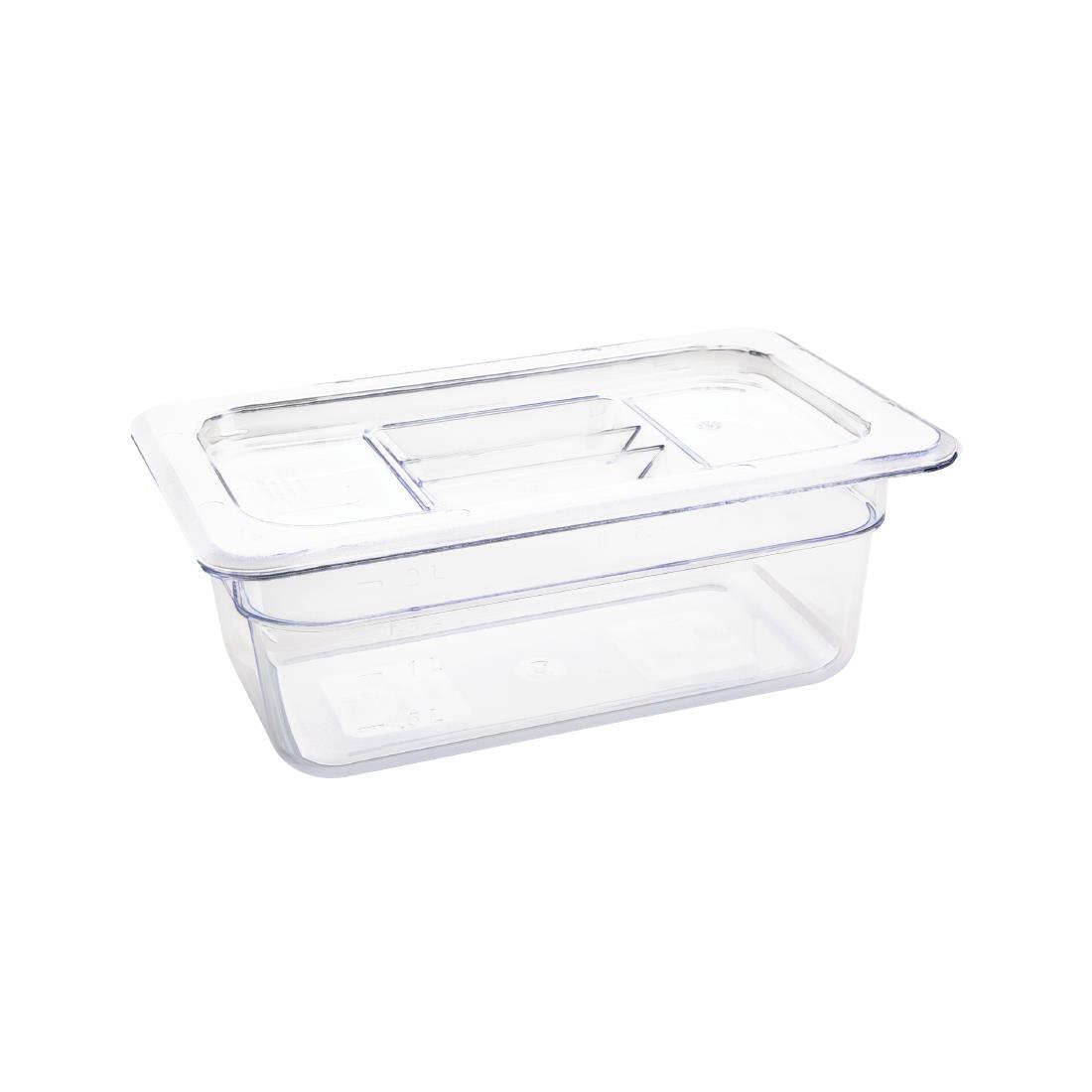 Vogue Polycarbonate 1/4 Gastronorm Container 100mm Clear - U237  - 2