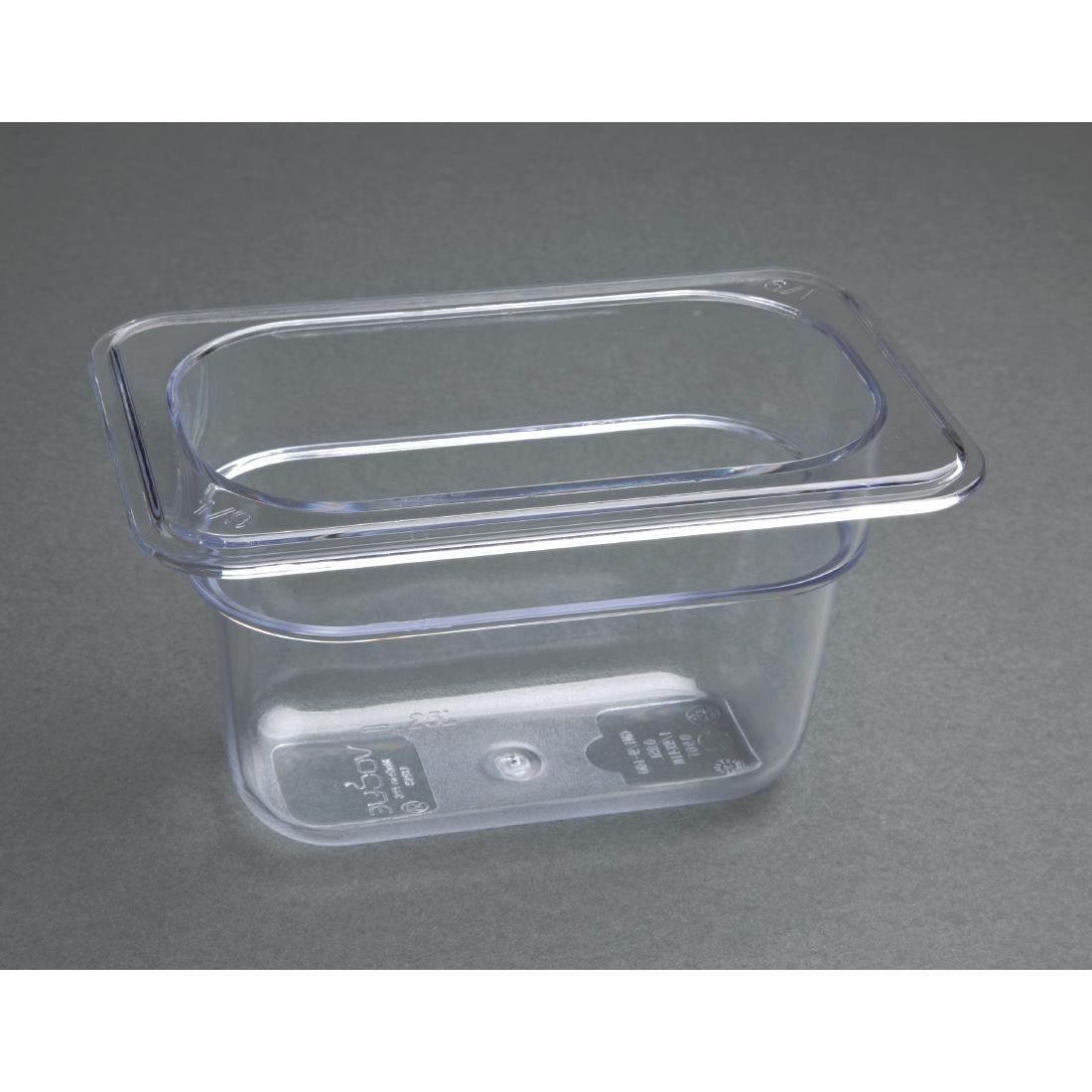 Vogue Polycarbonate 1/9 Gastronorm Container 100mm Clear - U243  - 5