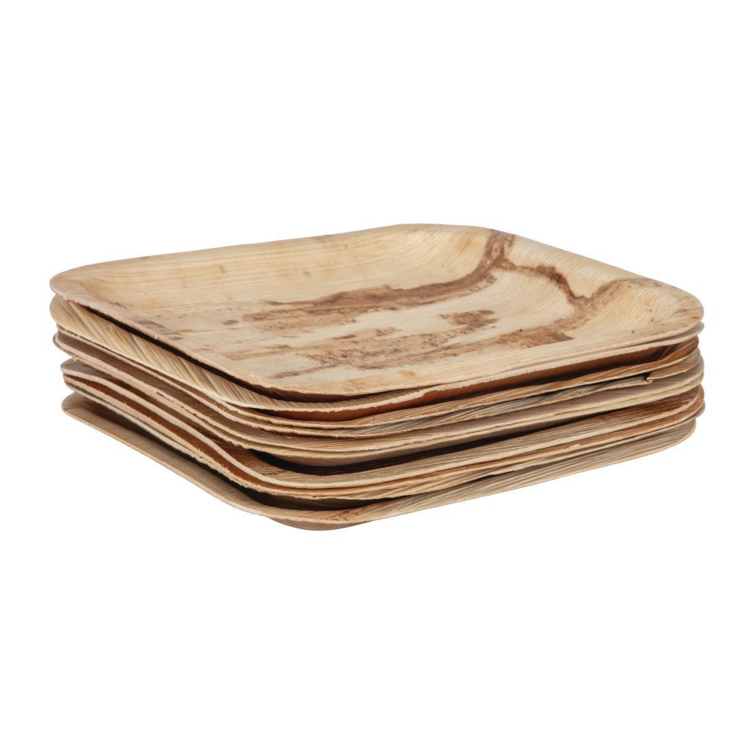 Fiesta Compostable Palm Leaf Plates Square 200mm (Pack of 100) - DK376  - 6