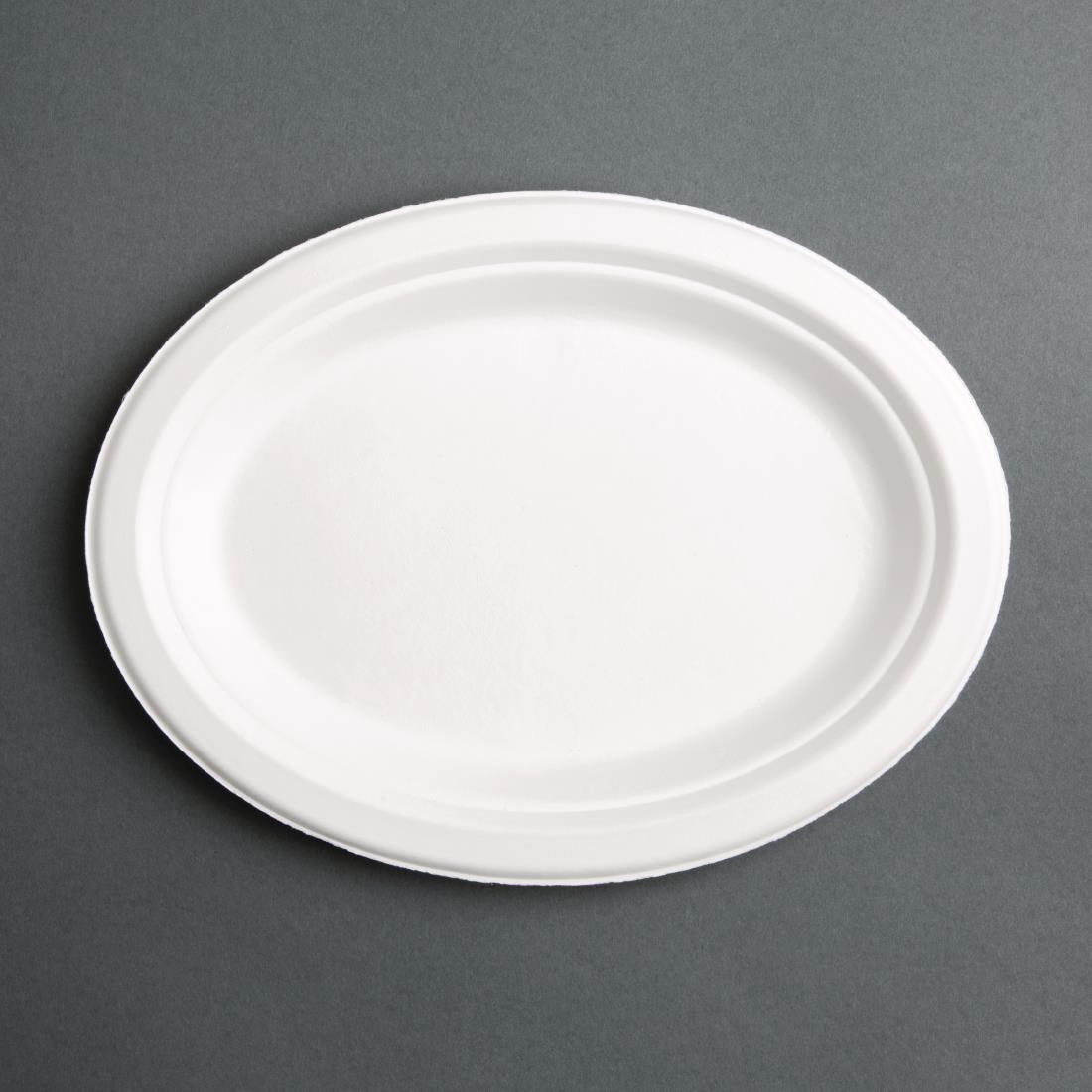 Fiesta Compostable Bagasse Oval Plates 198mm (Pack of 50) - FC534  - 1