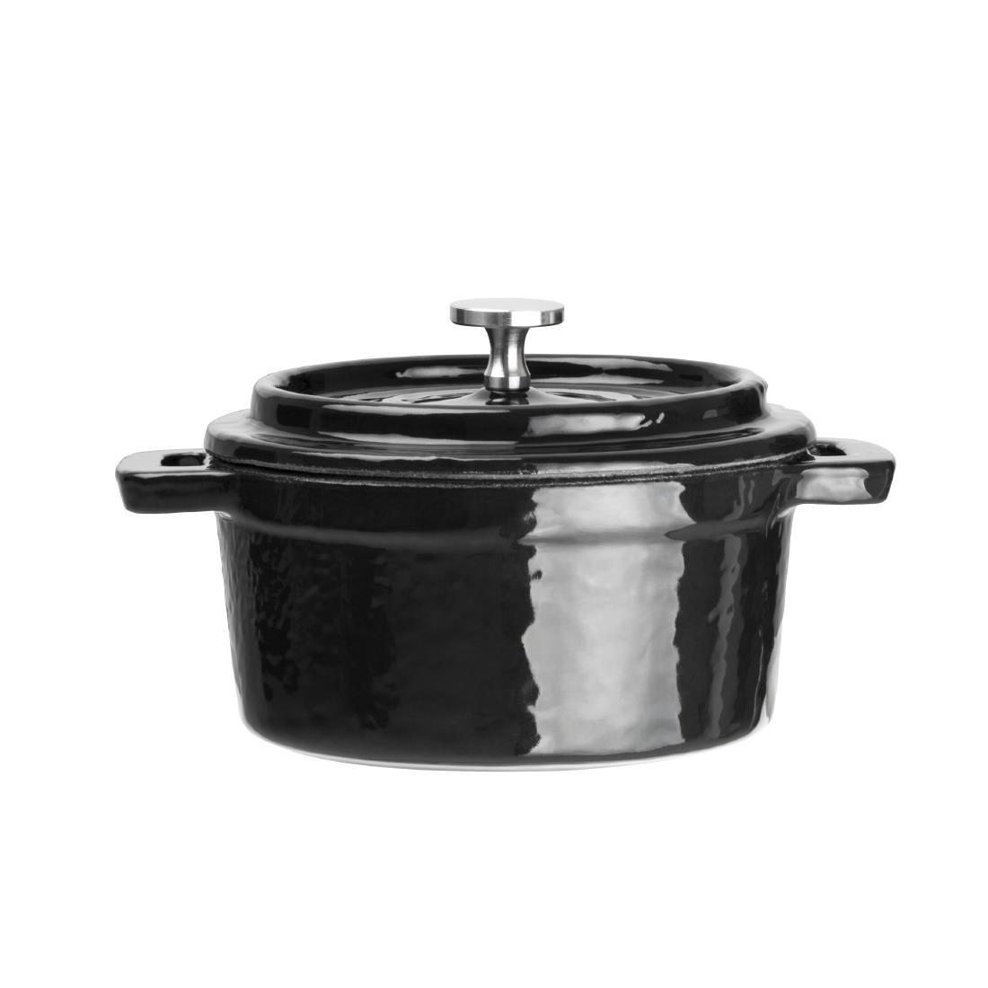 Vogue Cast Iron Round Mini Pot Black - Y259  - 4