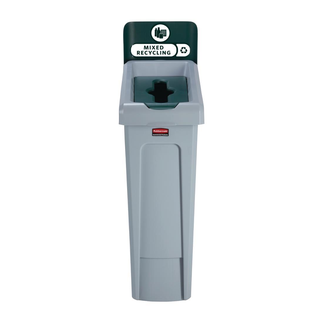 Rubbermaid Slim Jim Mixed Recycling Station Green 87Ltr - DY084  - 2