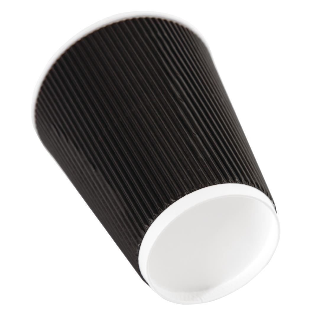 Fiesta Recyclable Coffee Cups Ripple Wall Black 340ml / 12oz (Pack of 500) - CM544  - 4