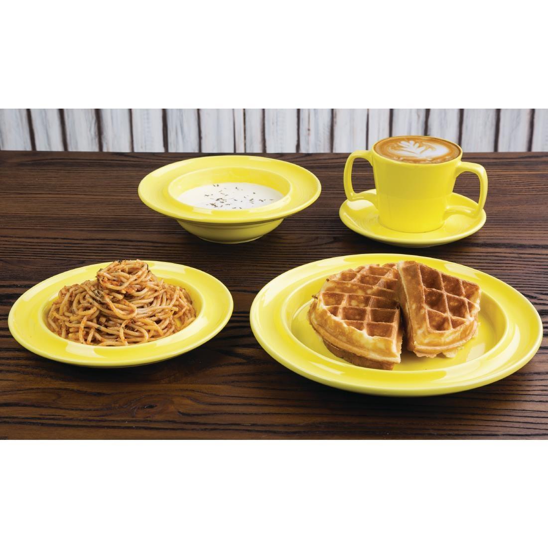 Olympia Heritage Double Well Saucers Yellow 163mm (Pack of 6) - DW151  - 6
