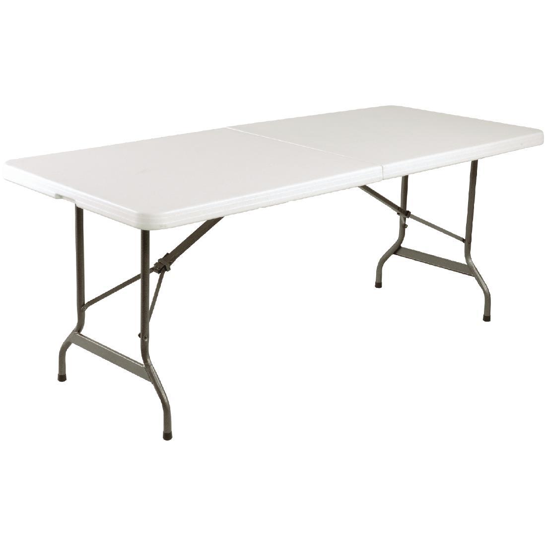 Bolero Rectangular Centre Folding Table 6ft White - L001  - 1