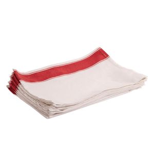 Olympia Gastro Napkins with Red Border (Pack of 10) - B477  - 1