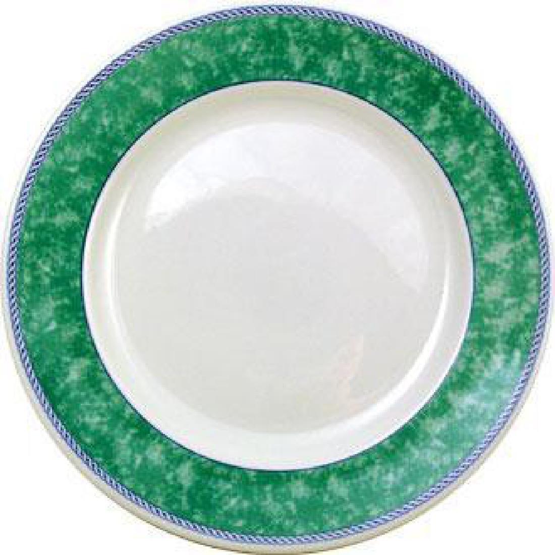 Churchill New Horizons Marble Border Classic Plates Green 165mm (Pack of 24) - M773  - 1