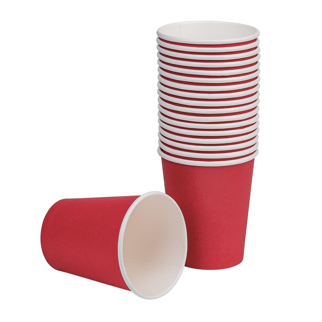Fiesta Recyclable Single Wall Takeaway Coffee Cups Red 225ml / 8oz (Pack of 1000) - GP409  - 2