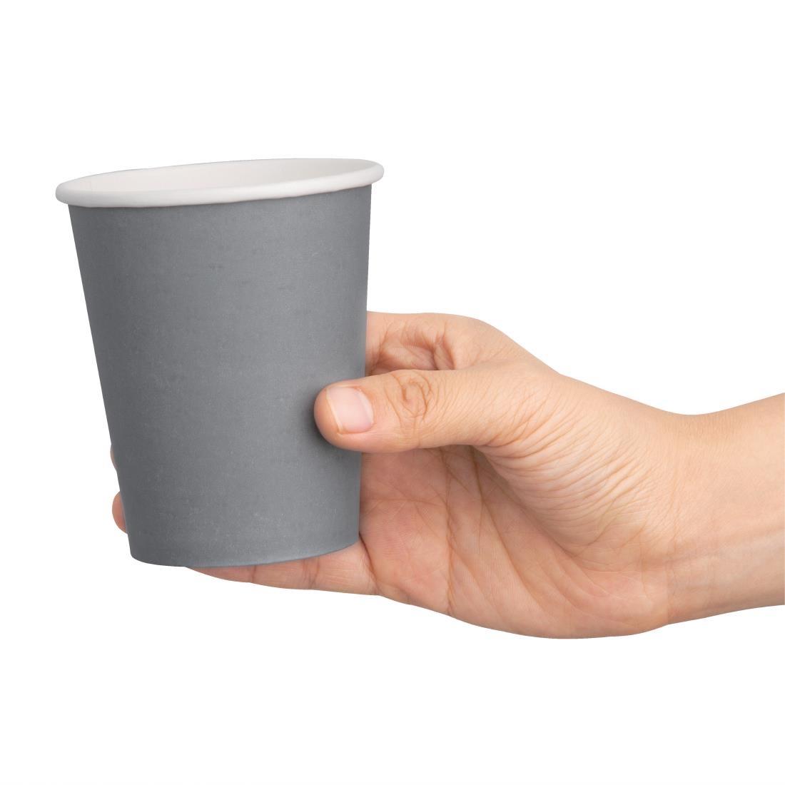 Fiesta Recyclable Coffee Cups Single Wall Charcoal 225ml / 8oz (Pack of 1000) - GP415  - 3