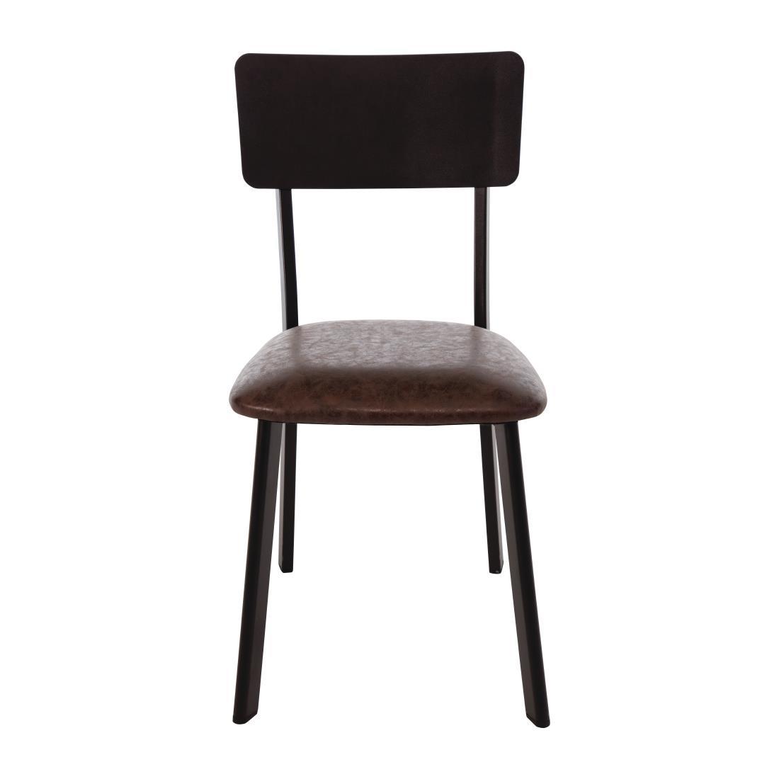 Bolero Metal & PU Side Chair Vintage Mocha (Pack 4) - DR301  - 4