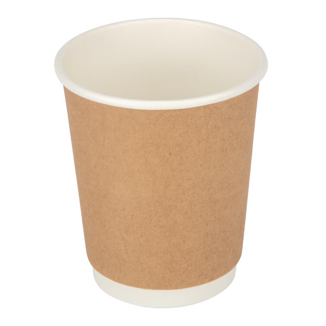 Fiesta Recyclable Coffee Cups Double Wall Kraft 225ml / 8oz (Pack of 500) - GP439  - 1