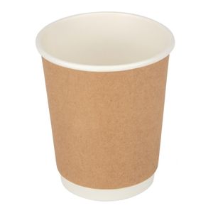 Fiesta Recyclable Coffee Cups Double Wall Kraft 225ml / 8oz (Pack of 500) - GP439  - 1