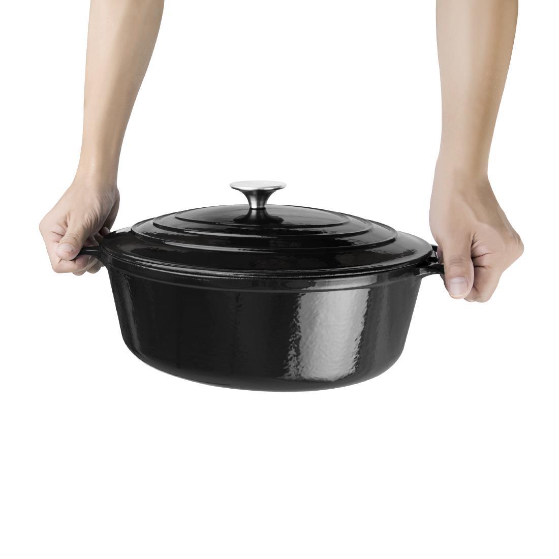 Vogue Black Oval Casserole Dish 5Ltr - GH306  - 4