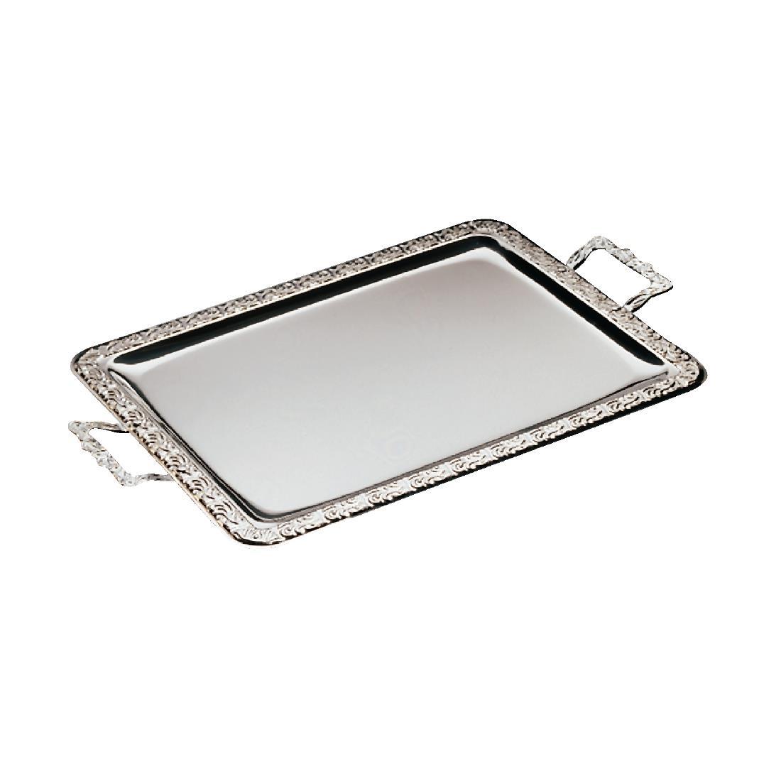 APS Stainless Steel Rectangular Handled Service Tray 600mm - P004  - 1