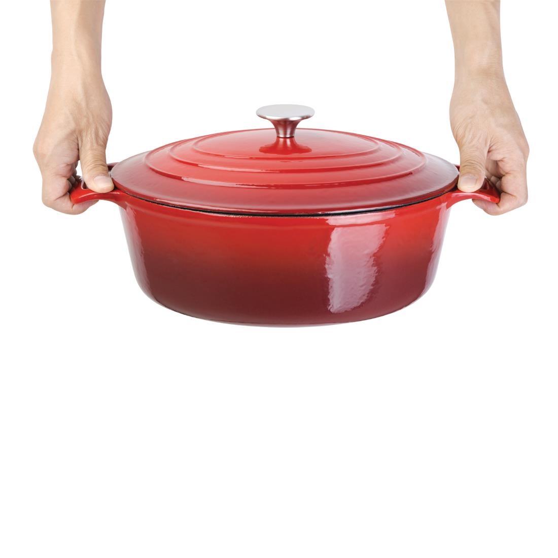 Vogue Red Oval Casserole Dish 6Ltr - GH314  - 4