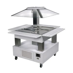 Roller Grill Heated Salad Bar Square White Wood - GP309  - 1