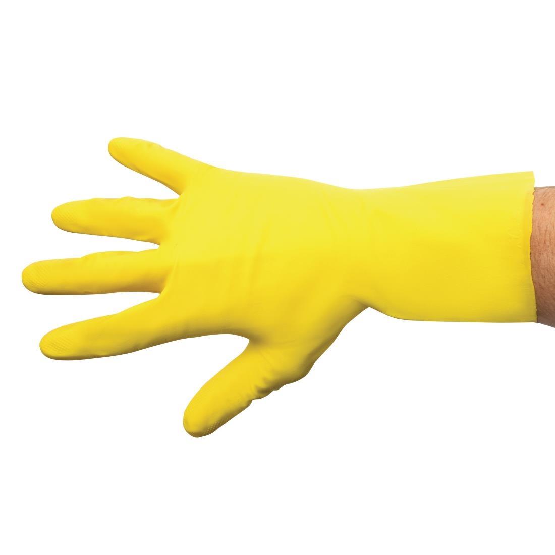 MAPA Vital 124 Liquid-Proof Light-Duty Janitorial Gloves Yellow Medium - FA292-M  - 5