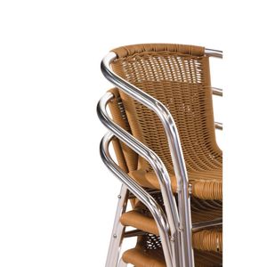 Bolero Aluminium and Natural Wicker Chair (Pack of 4) - U422  - 3