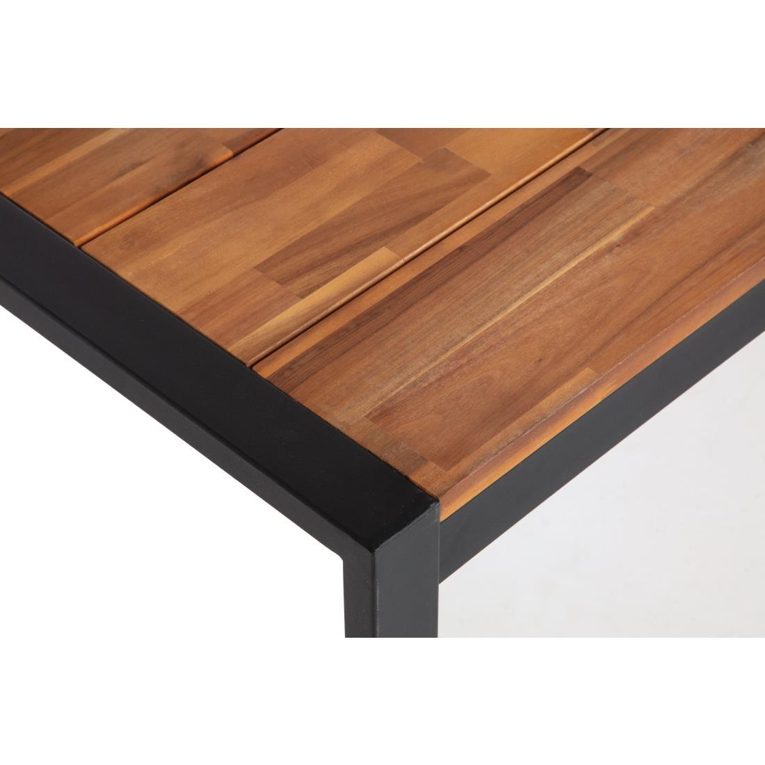 Bolero Acacia Wood and Steel Rectangular Industrial Table 1800mm - DS157  - 9