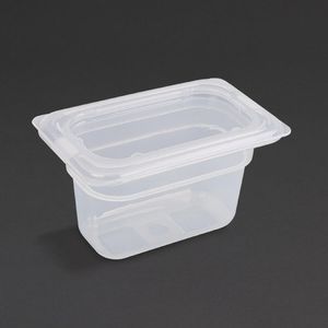 Vogue Polypropylene 1/9 Gastronorm Container with Lid 100mm (Pack of 4) - GJ529  - 1