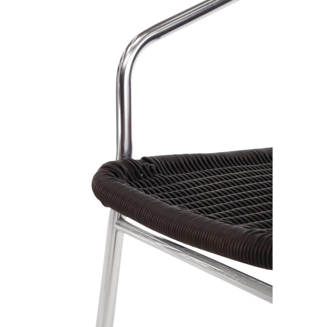 Bolero Aluminium and Black Wicker Chairs Black (Pack of 4) - U507  - 5