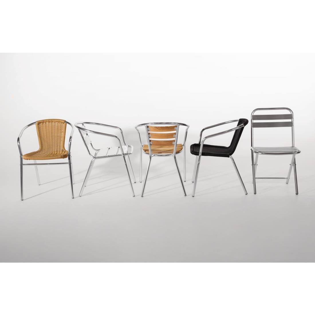 Bolero Aluminium and Black Wicker Chairs Black (Pack of 4) - U507  - 8