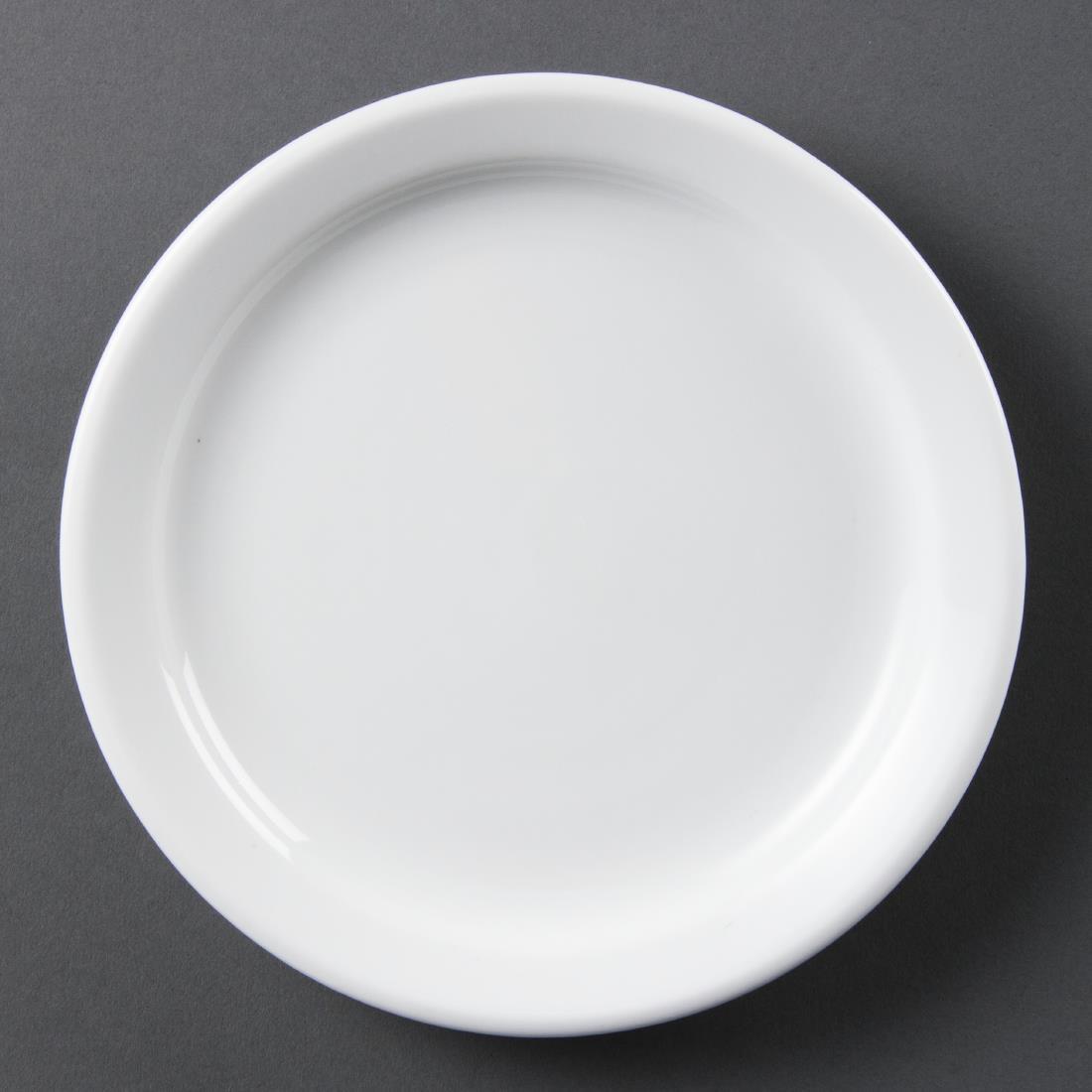 Olympia Whiteware Narrow Rimmed Plates 180mm (Pack of 12) - CB487  - 2