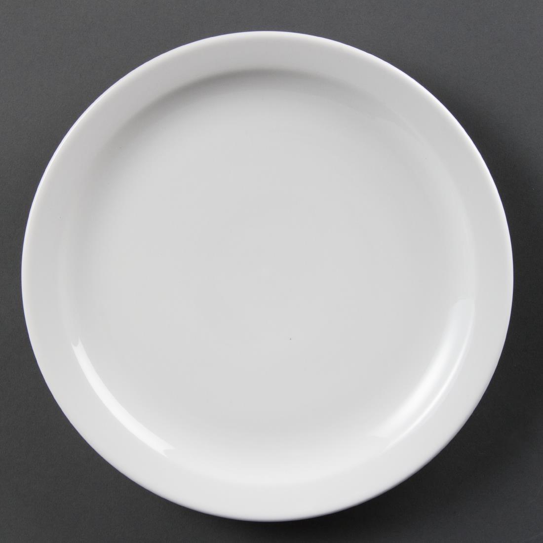 Olympia Whiteware Narrow Rimmed Plates 250mm (Pack of 12) - CB490  - 1