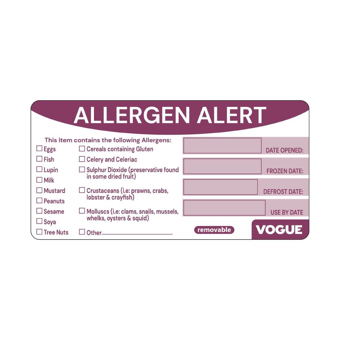 Vogue Removable Allergen Alert Food Labels (Pack of 250) - FC217  - 1