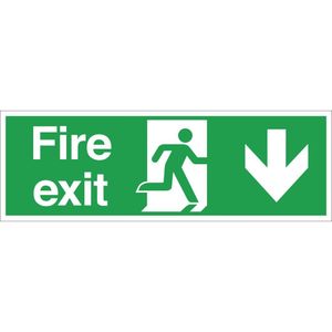 Fire Exit Sign Arrow Down - W300  - 1
