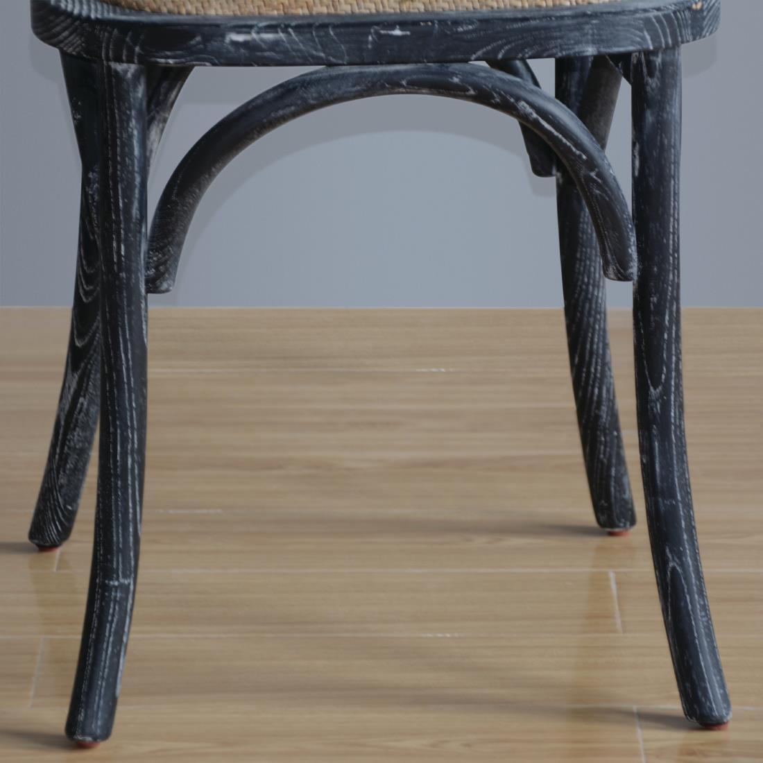 GG654 - Bolero Wooden Dining Chair with Cross Backrest Black Wash Finish (Box 2) - GG654  - 5
